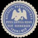 Siegelmarke K.Pr. Fuss-Artillerie-Regiment von Hindersin Pommersches No. 2 W0337742